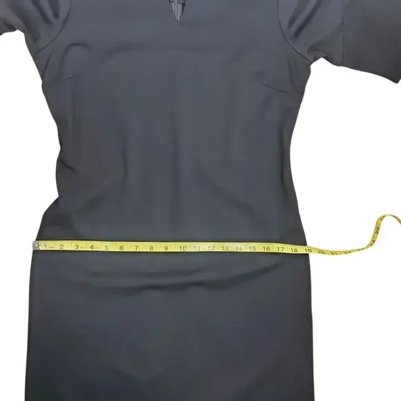 J McLaughlin Letty Dress Sz M Black Tiered Bell Sleeve Bainbridge Cloth Stretch - Picture 13 of 14